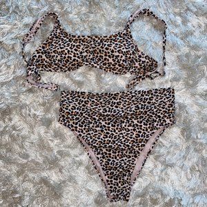 Leopard Print Bikini, High Waisted Bottoms
